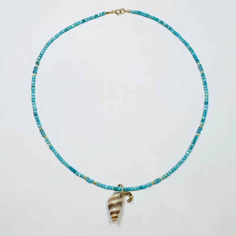 Inital shell necklace made by Theodosia