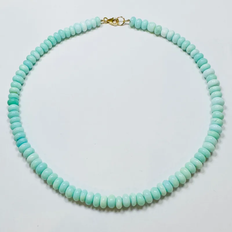 7mm smooth bright peruvian blue opal candy necklace sold by Theodosia