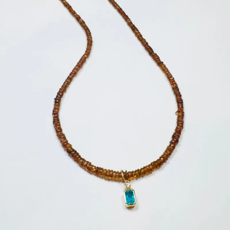paraiba spinal bezel charm necklace sold by Theodosia