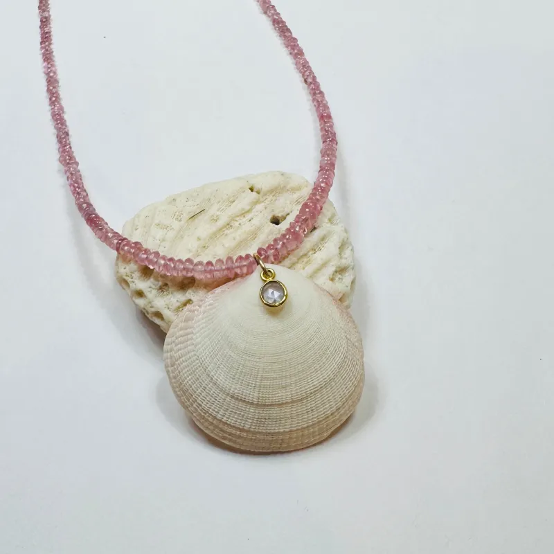 Bahamian clam shell necklace made by Theodosia