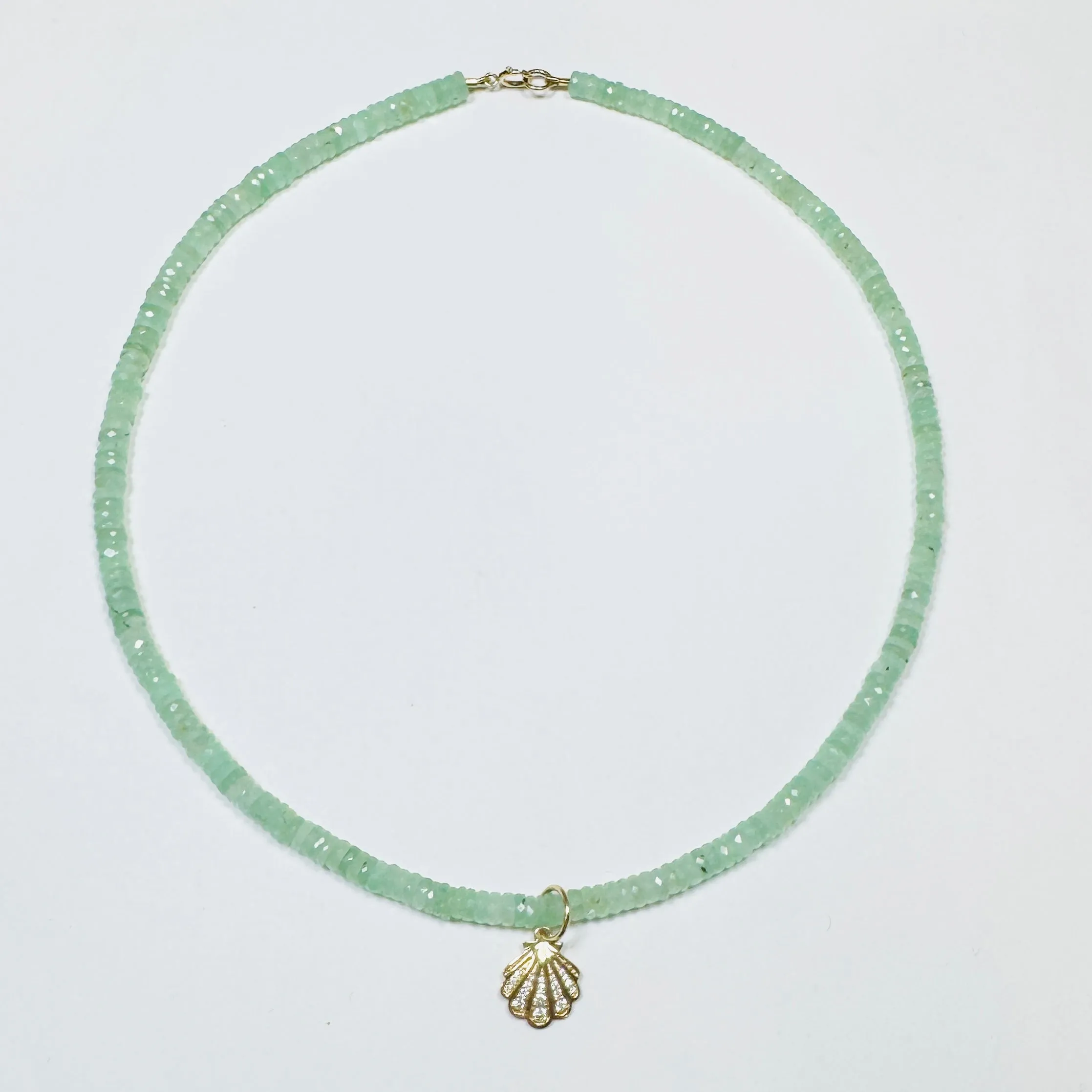 shell charm on chrysoprase sold by Theodosia