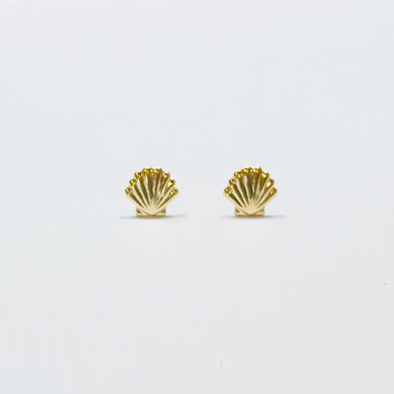 gold clam shell studs made by Theodosia