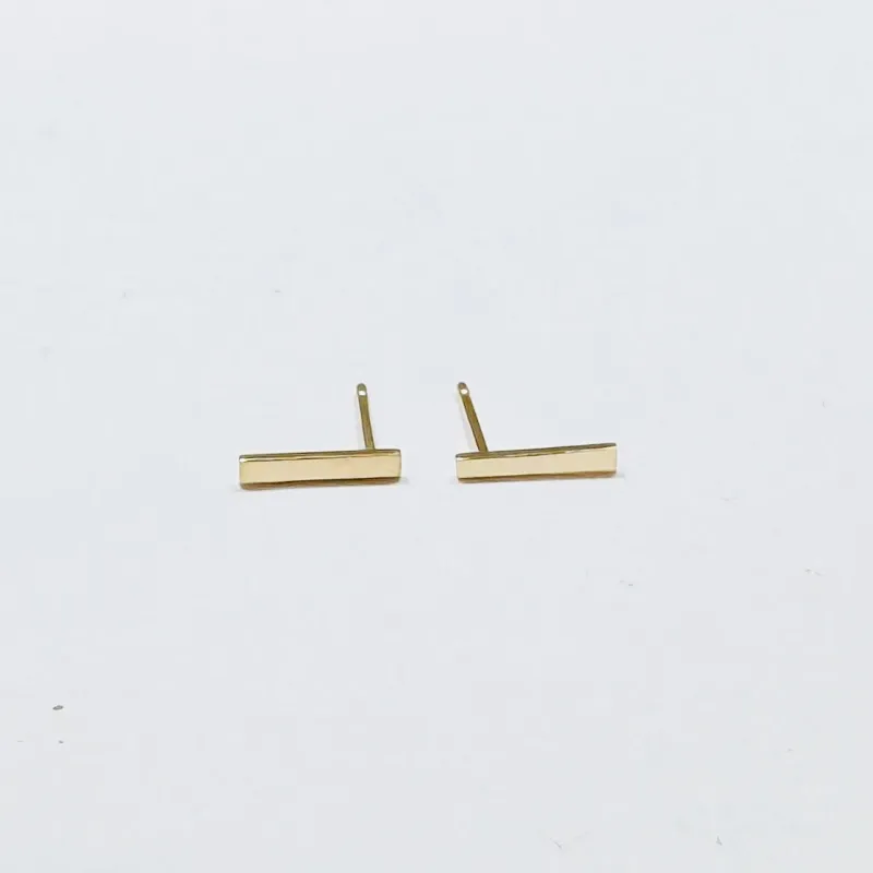 offset post gold bar studs sold by Theodosia