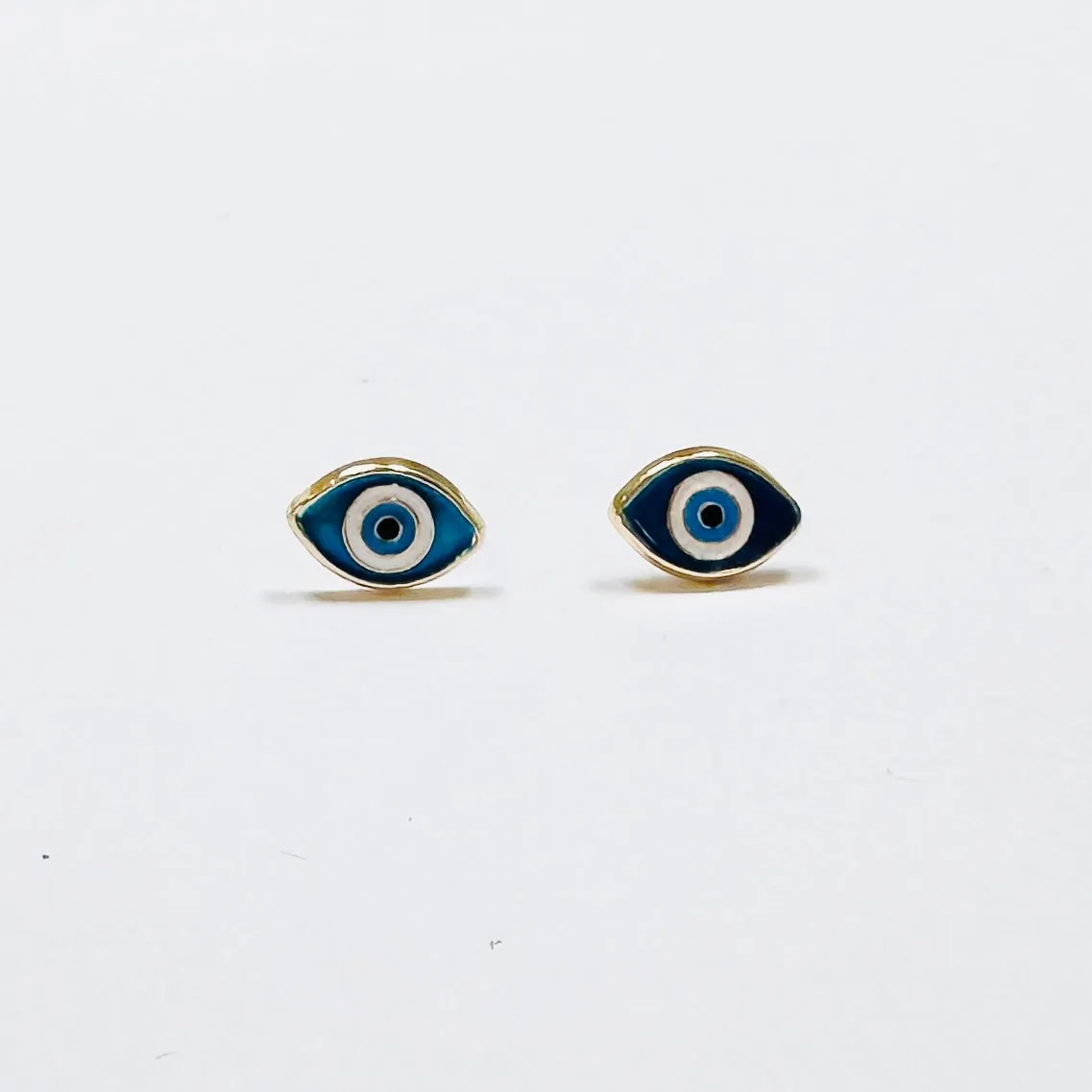 enamel evil eye studs sold by Theodosia