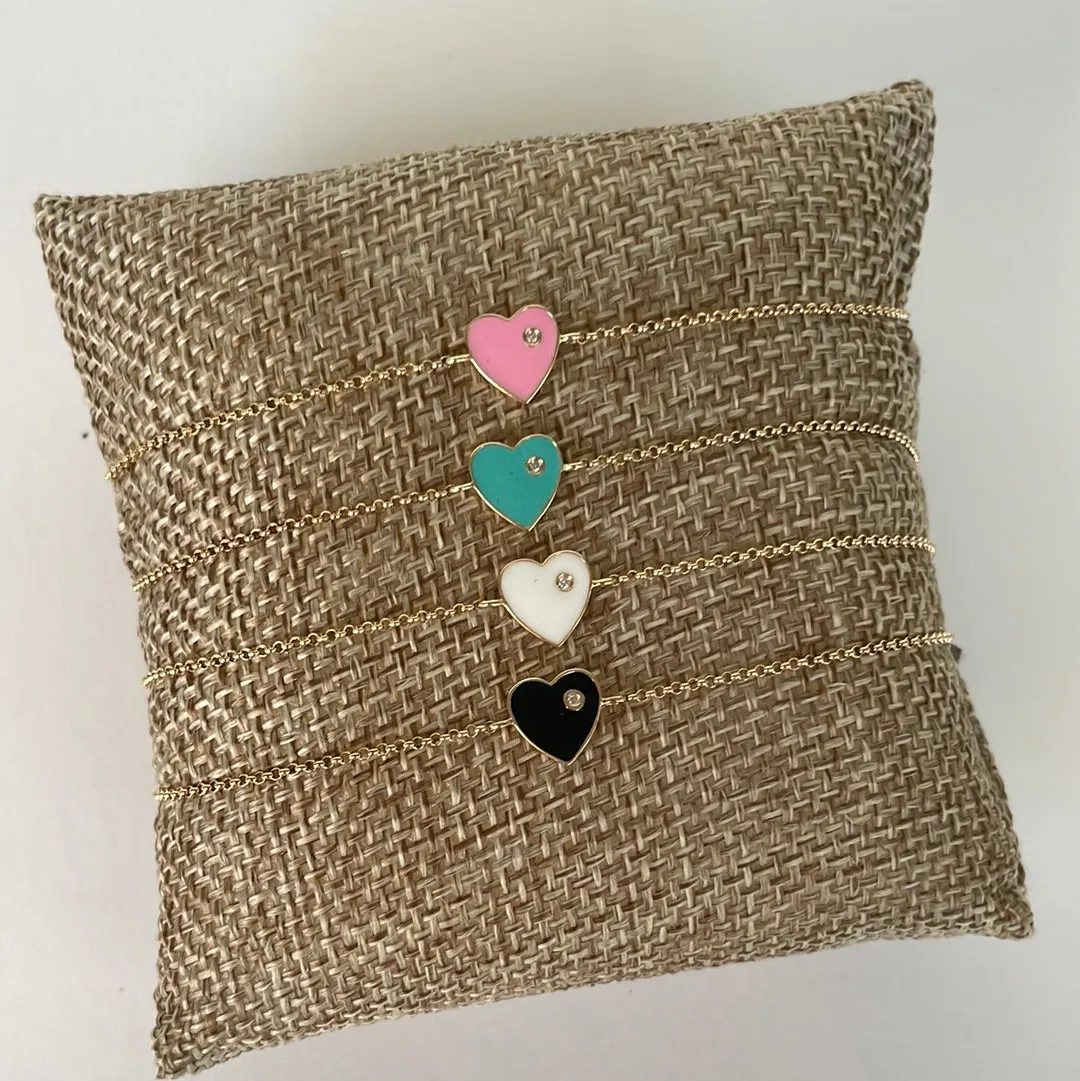 Gold Enamel Heart Bracelet sold by Theodosia