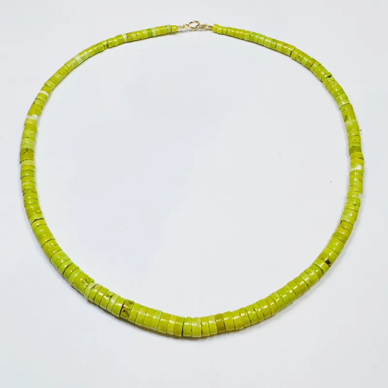 smooth graduated green turquoise candy necklace sold by Theodosia