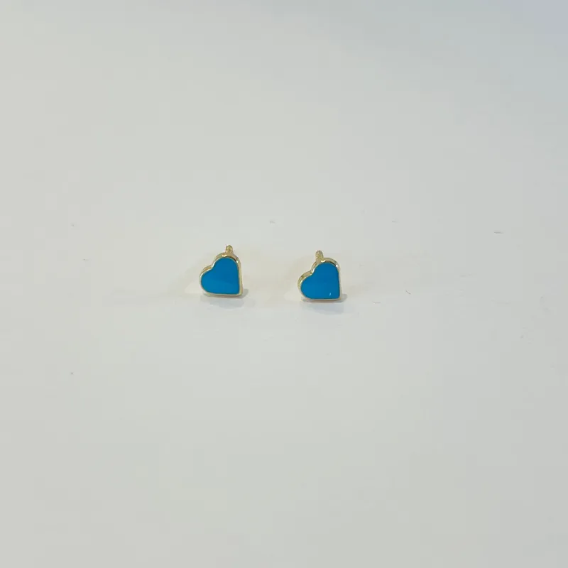 mini turquoise heart studs sold by Theodosia