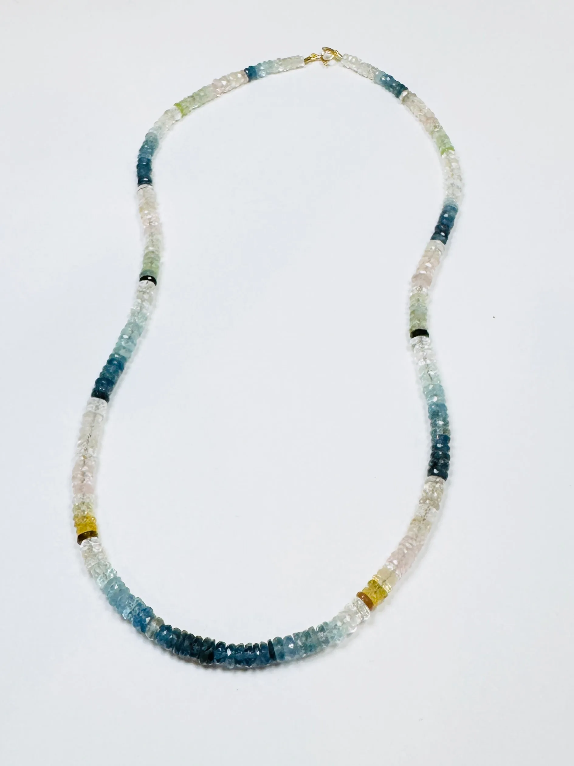 navy color block aquamarine heishi sold by Theodosia