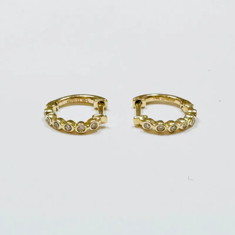 bezel diamond huggies, 10mm sold by Theodosia