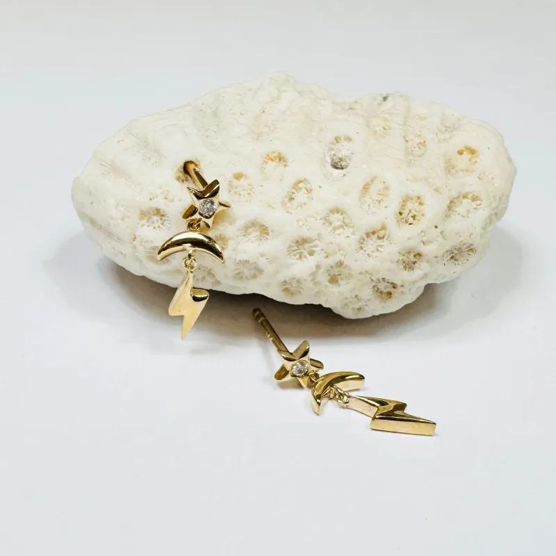 celestial dangle studs sold by Theodosia