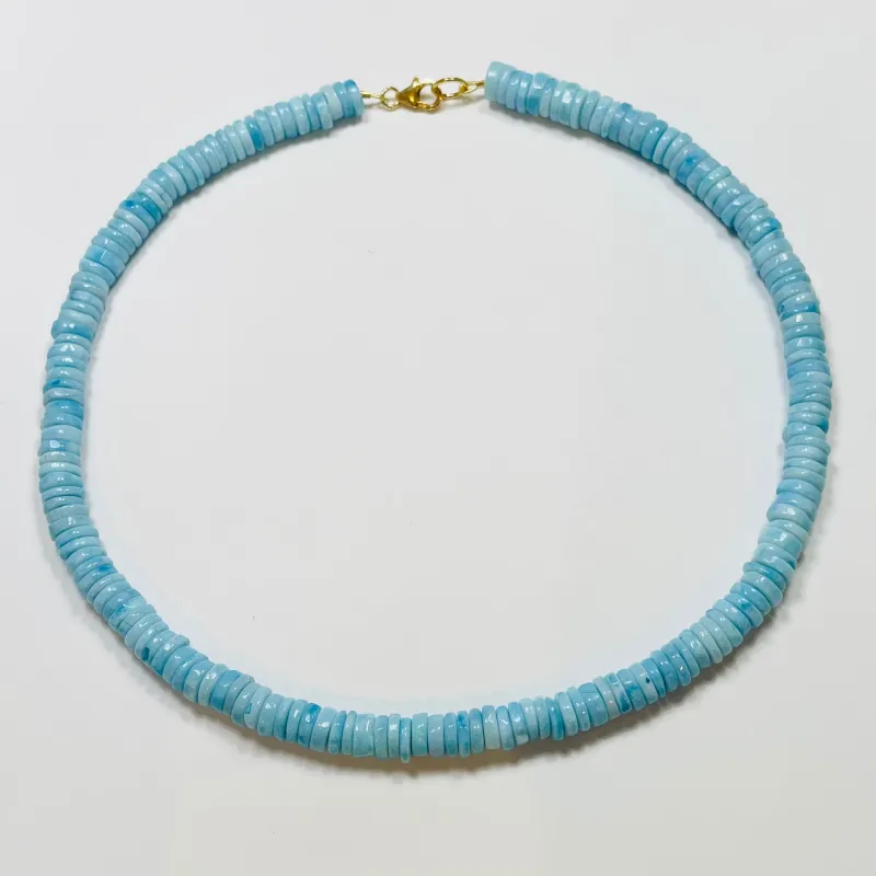 heishi cut blue opal candy necklace sold by Theodosia