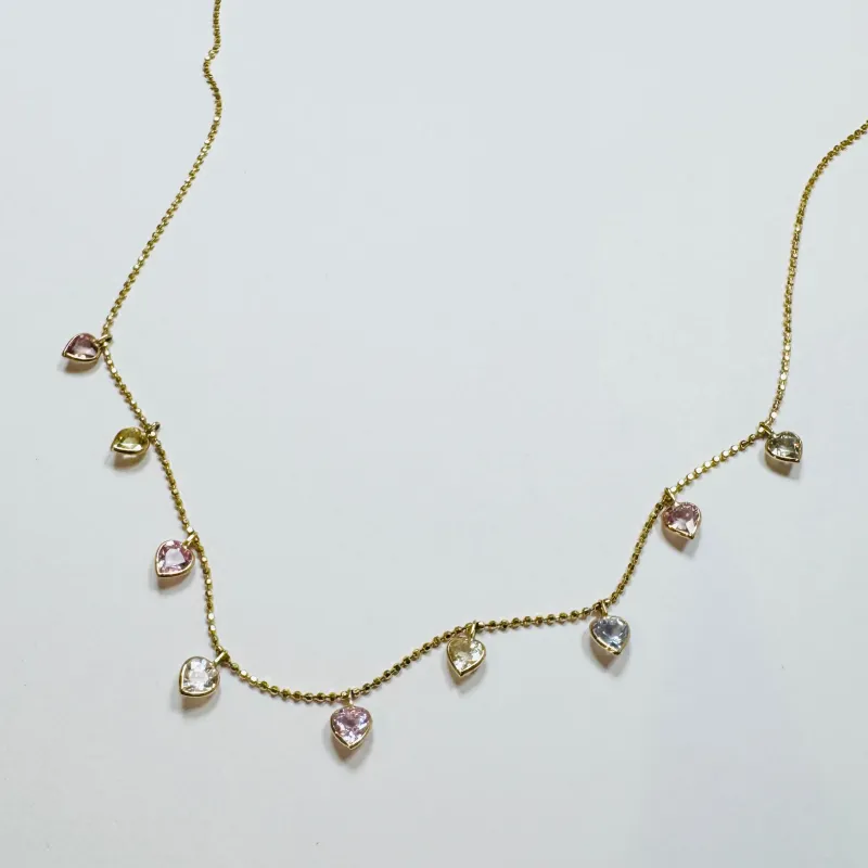 sapphire heart fringe necklace sold by Theodosia