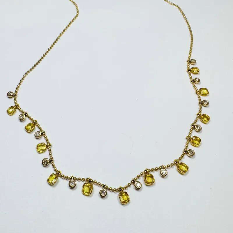 yellow sapphire and diamond fringe necklace sold by Theodosia