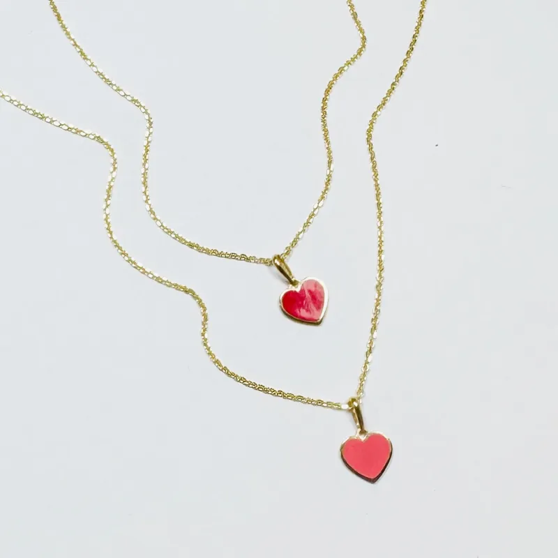 enamel heart necklace sold by Theodosia