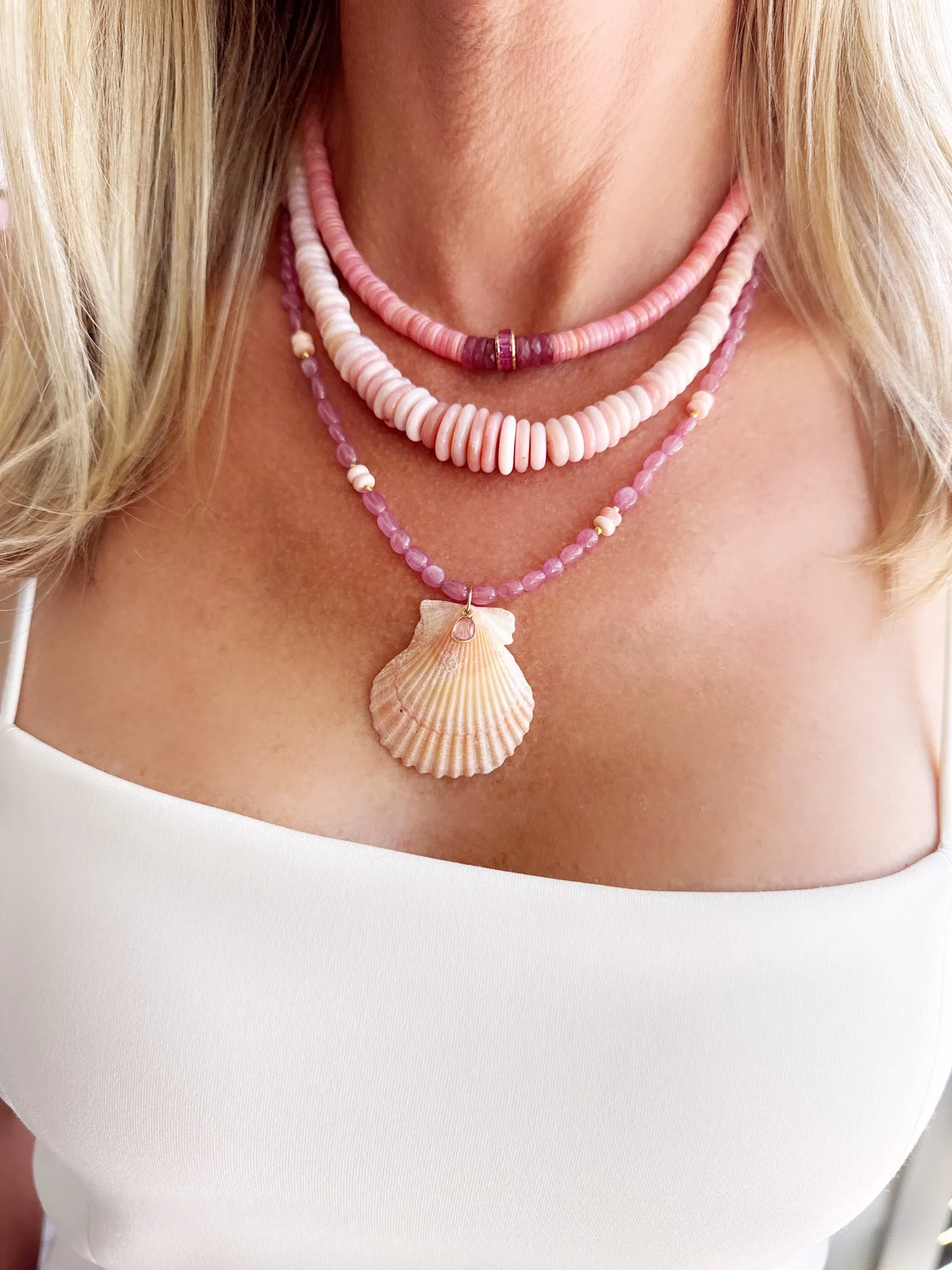 pink opal graduated candy necklace sold by Theodosia product image thumbnail 2