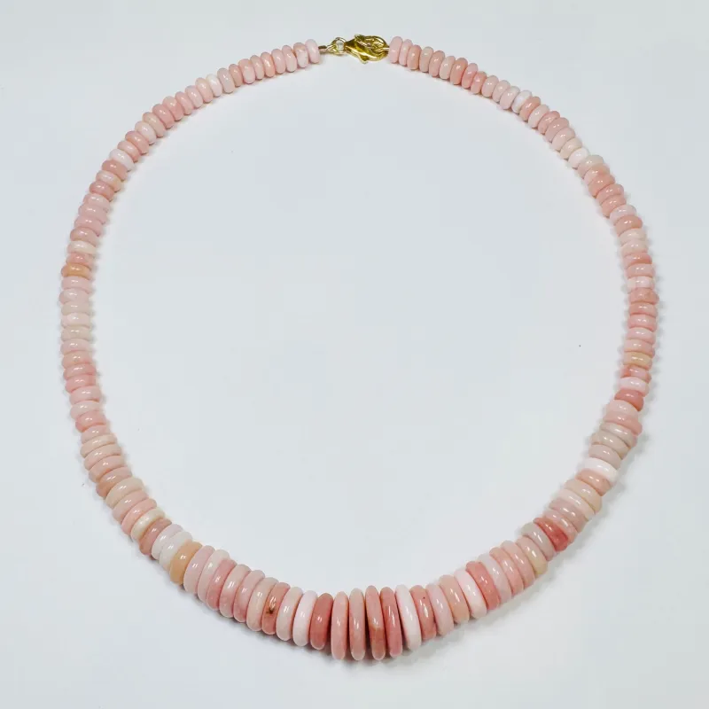 pink opal graduated candy necklace sold by Theodosia