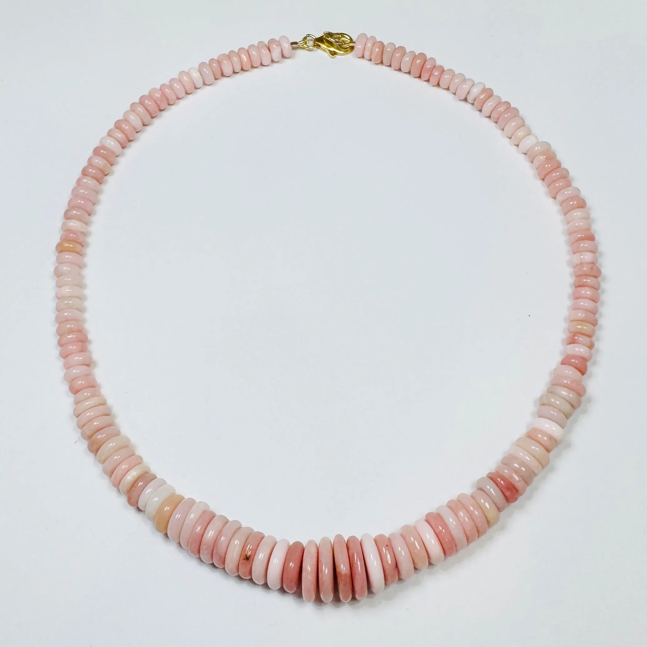 pink opal graduated candy necklace sold by Theodosia