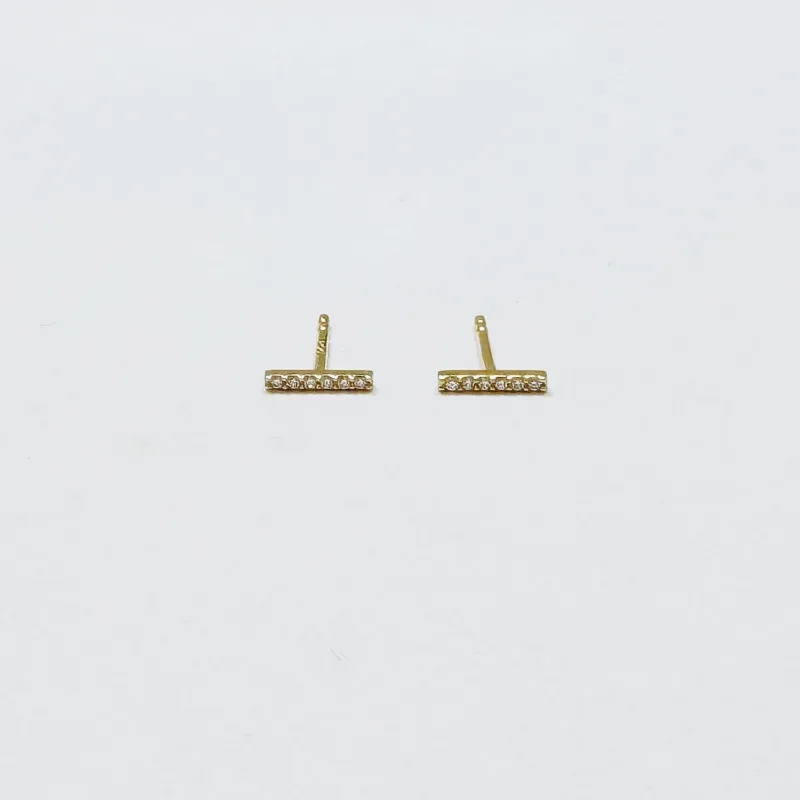 classic pave diamond bar studs sold by Theodosia