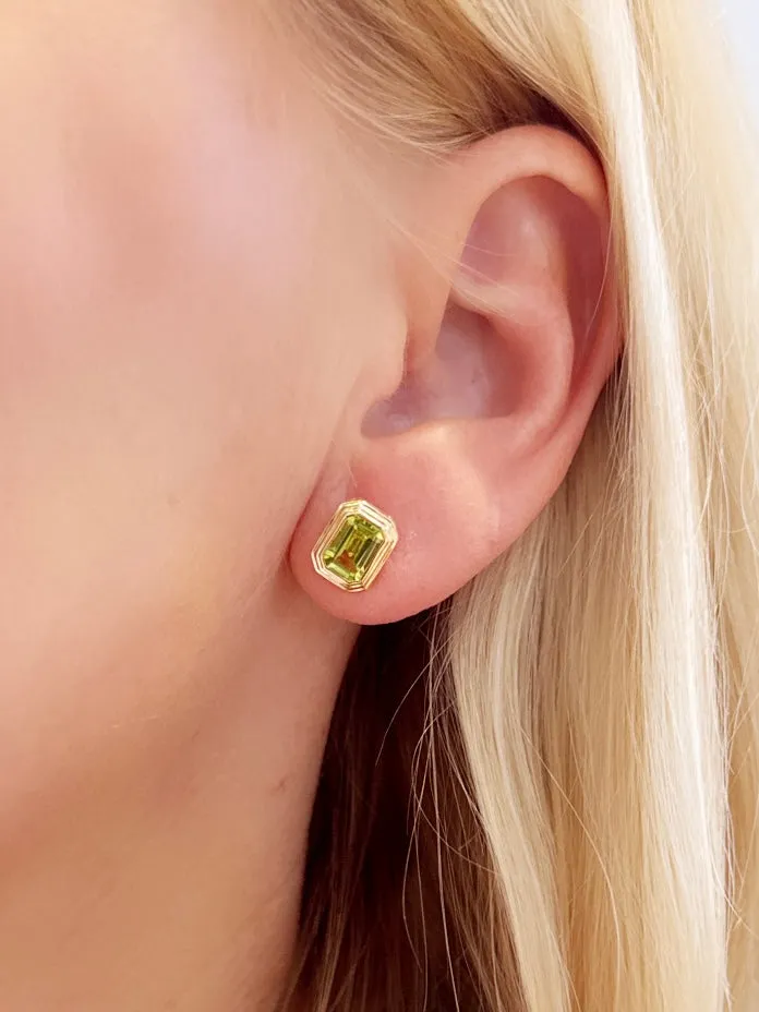 peridot stepped bezel studs sold by Theodosia product image thumbnail 2