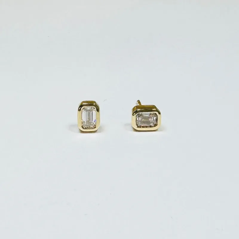 illusion emerald cut diamond studs sold by Theodosia