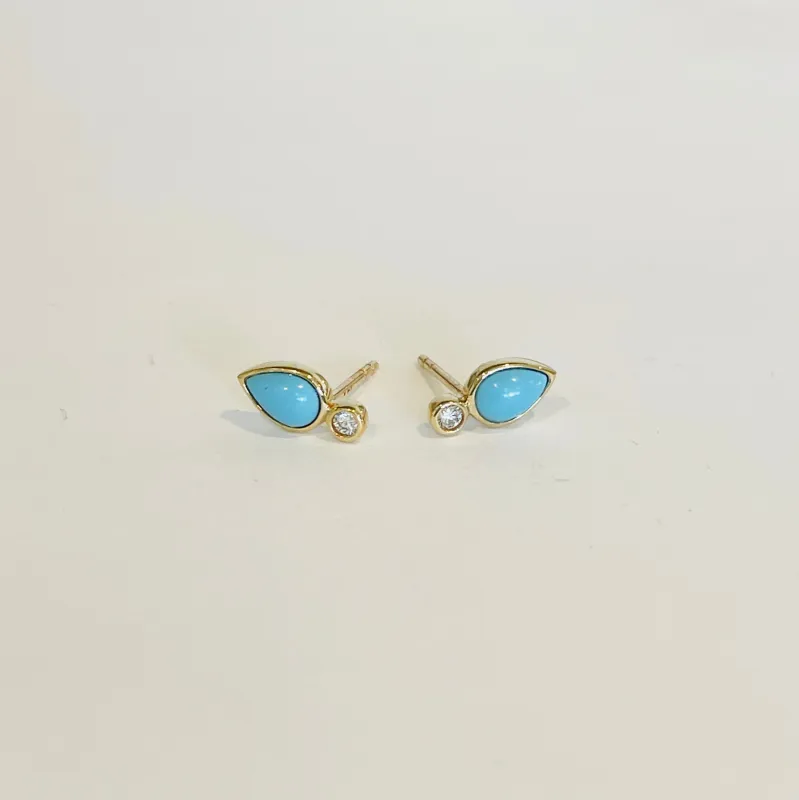 turquoise teardrop diamond studs sold by Theodosia