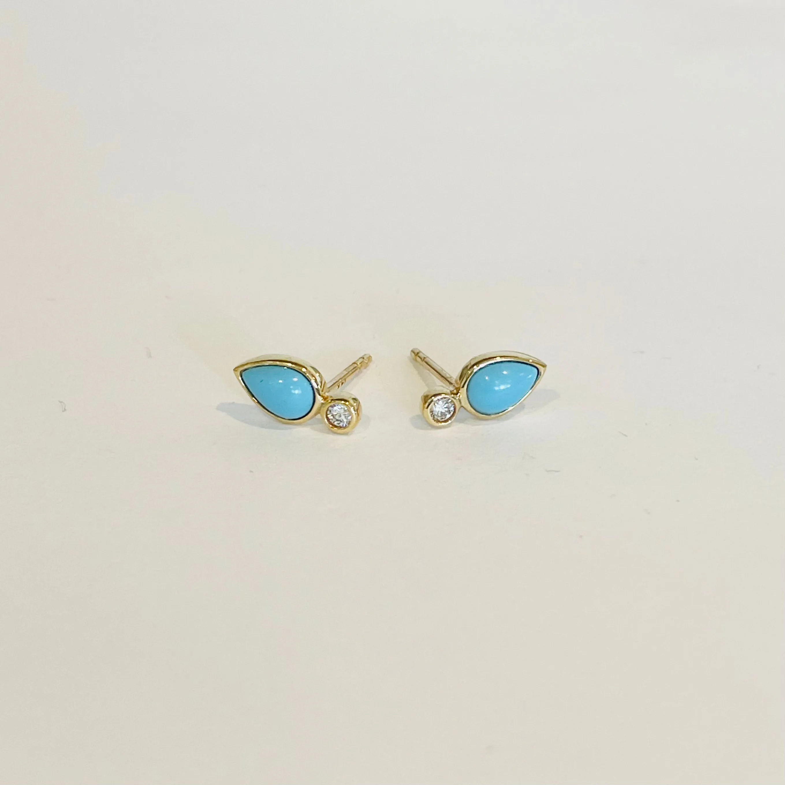 turquoise teardrop diamond studs sold by Theodosia