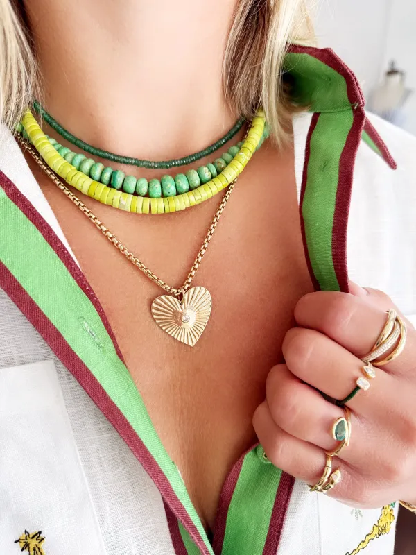 fluted large heart pendant sold by Theodosia