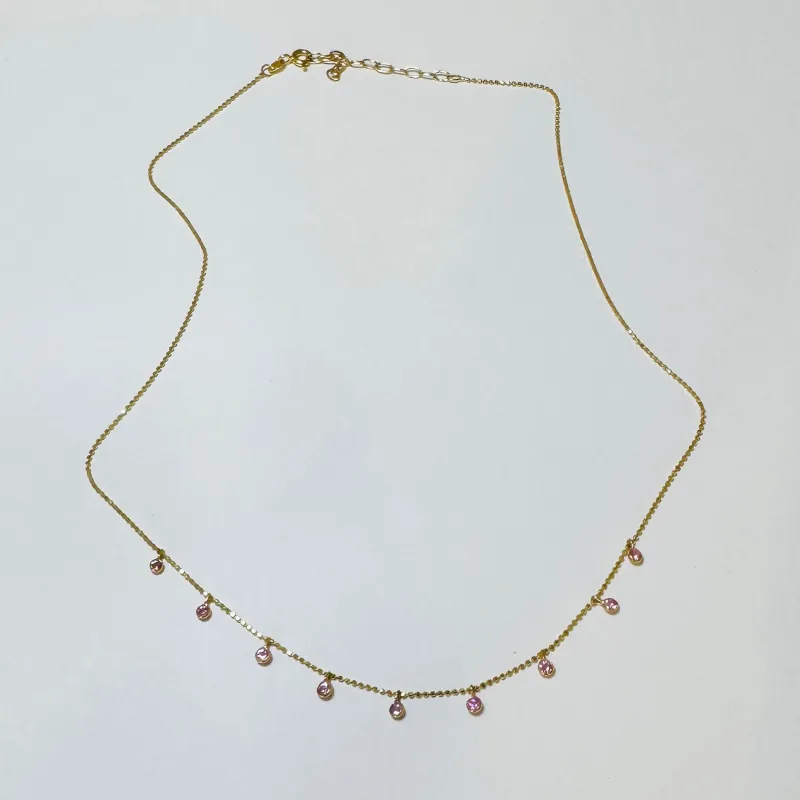 pink sapphire bezel set fringe necklace sold by Theodosia