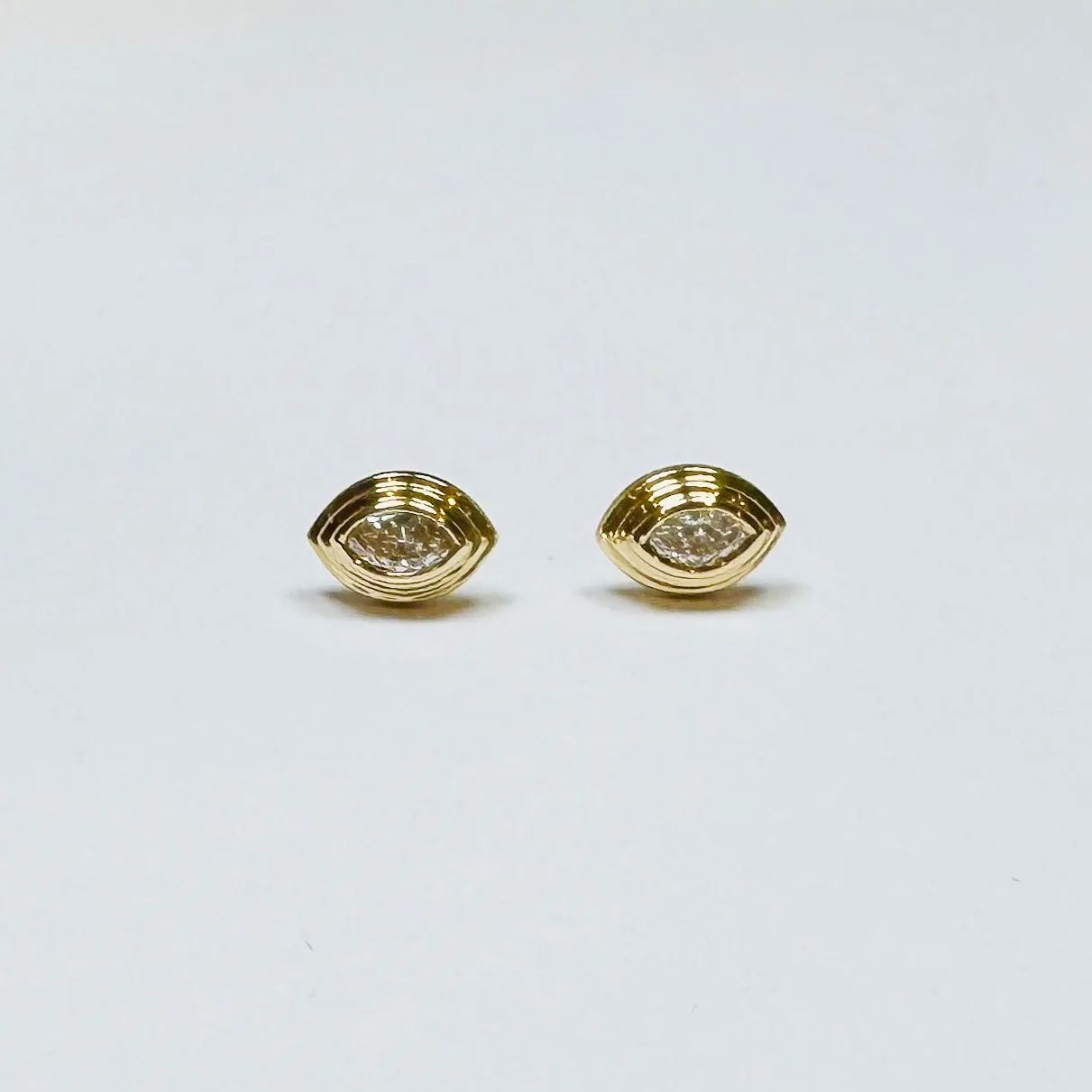 marquise diamond stepped bezel studs sold by Theodosia