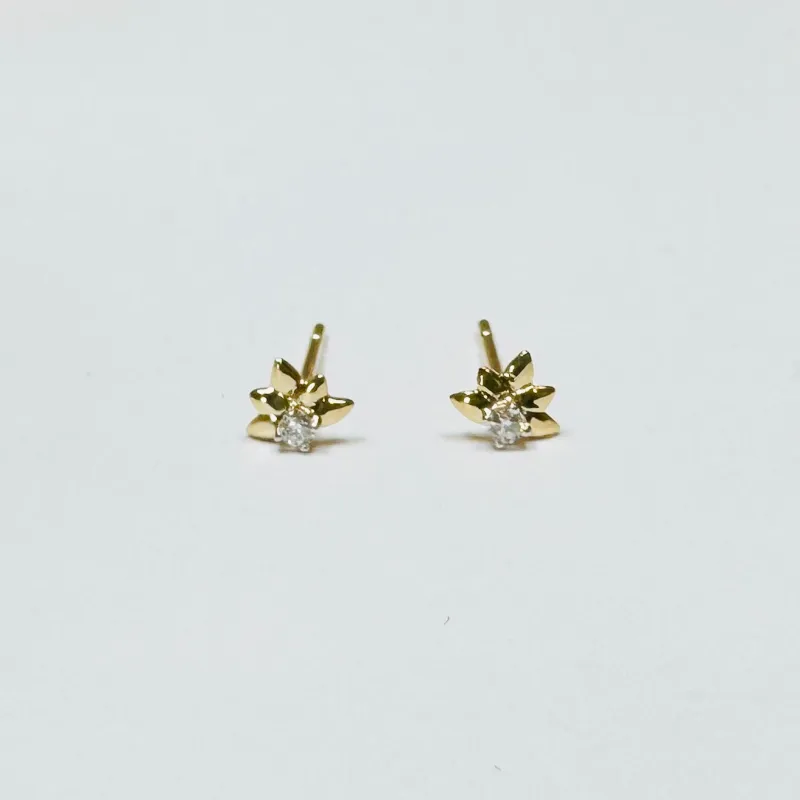 diamond leaf studs sold by Theodosia