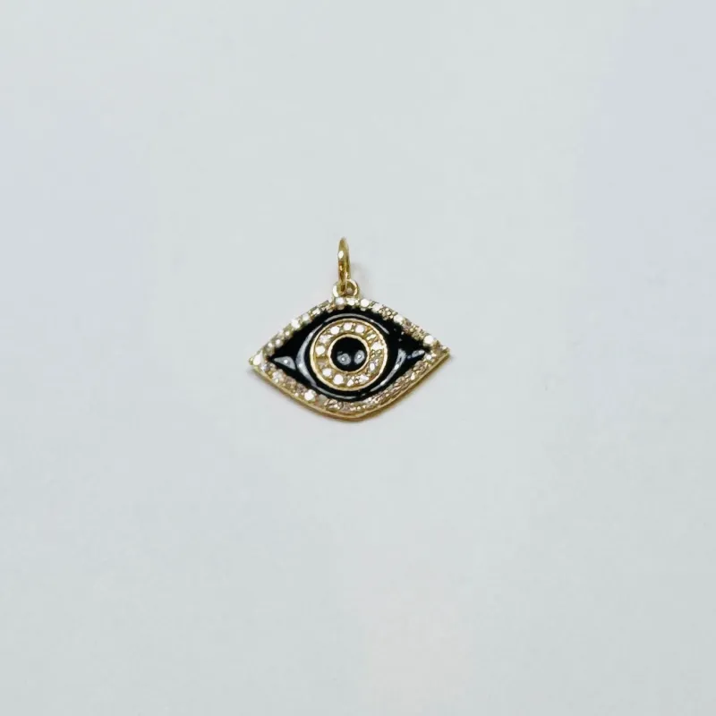 black enamel evil eye pendant sold by Theodosia