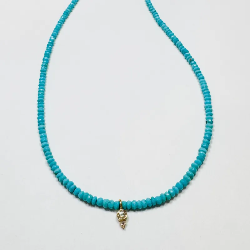 delicate necklace with double diamond charm sold by Theodosia