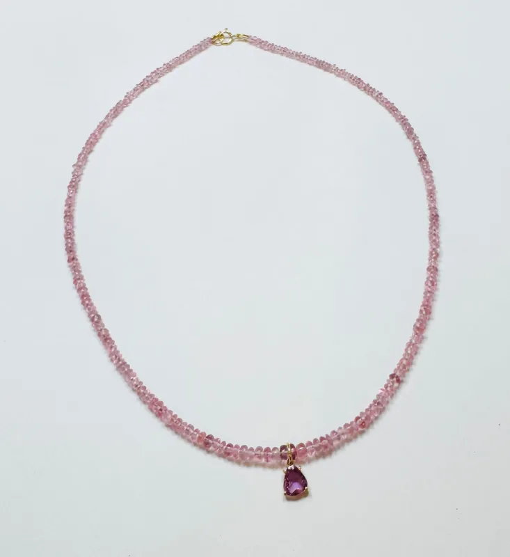 pink sapphire necklace with pink sapphire charm sold by Theodosia