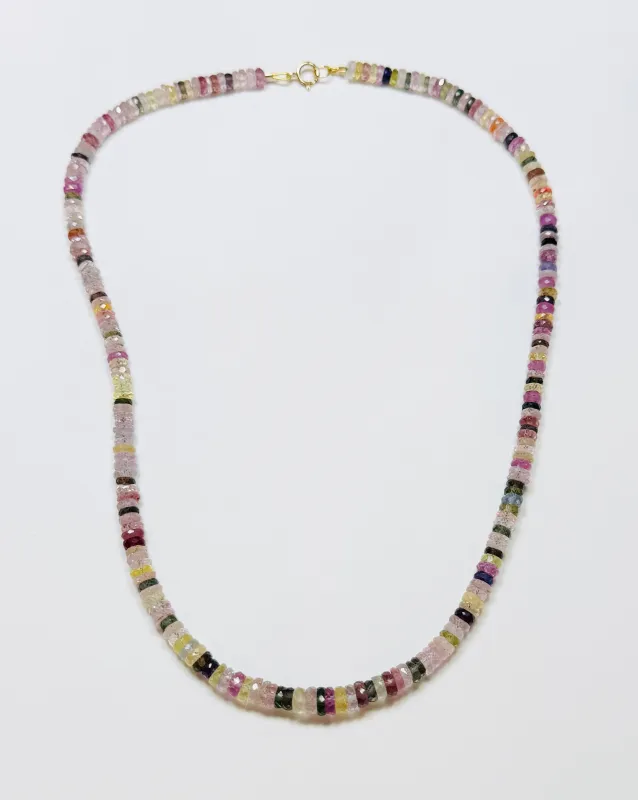 graduated pastel zircon heishi candy necklace sold by Theodosia