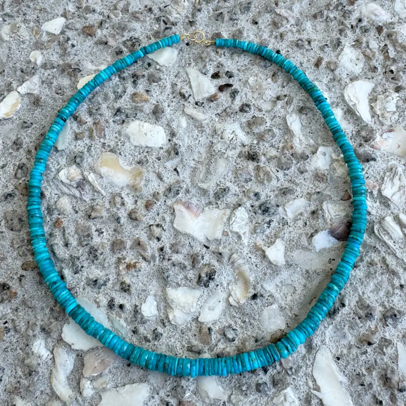 turquoise heishi necklace sold by Theodosia