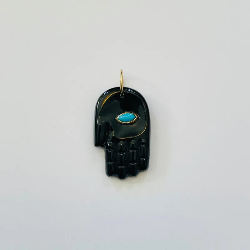 onyx hamsa pendant made by Theodosia