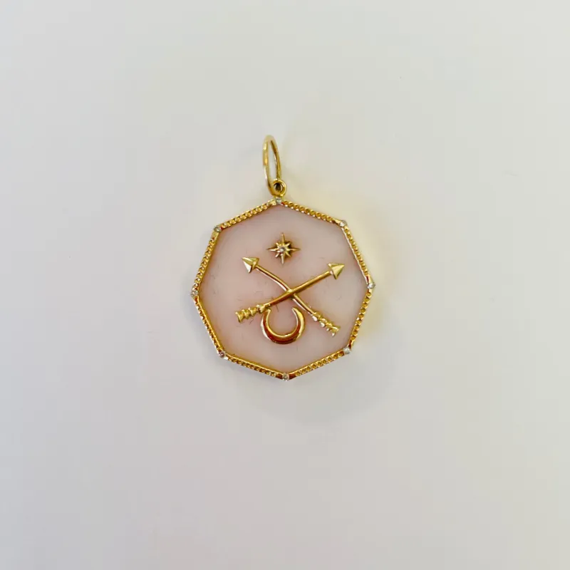 opal arrow hexagon pendant sold by Theodosia