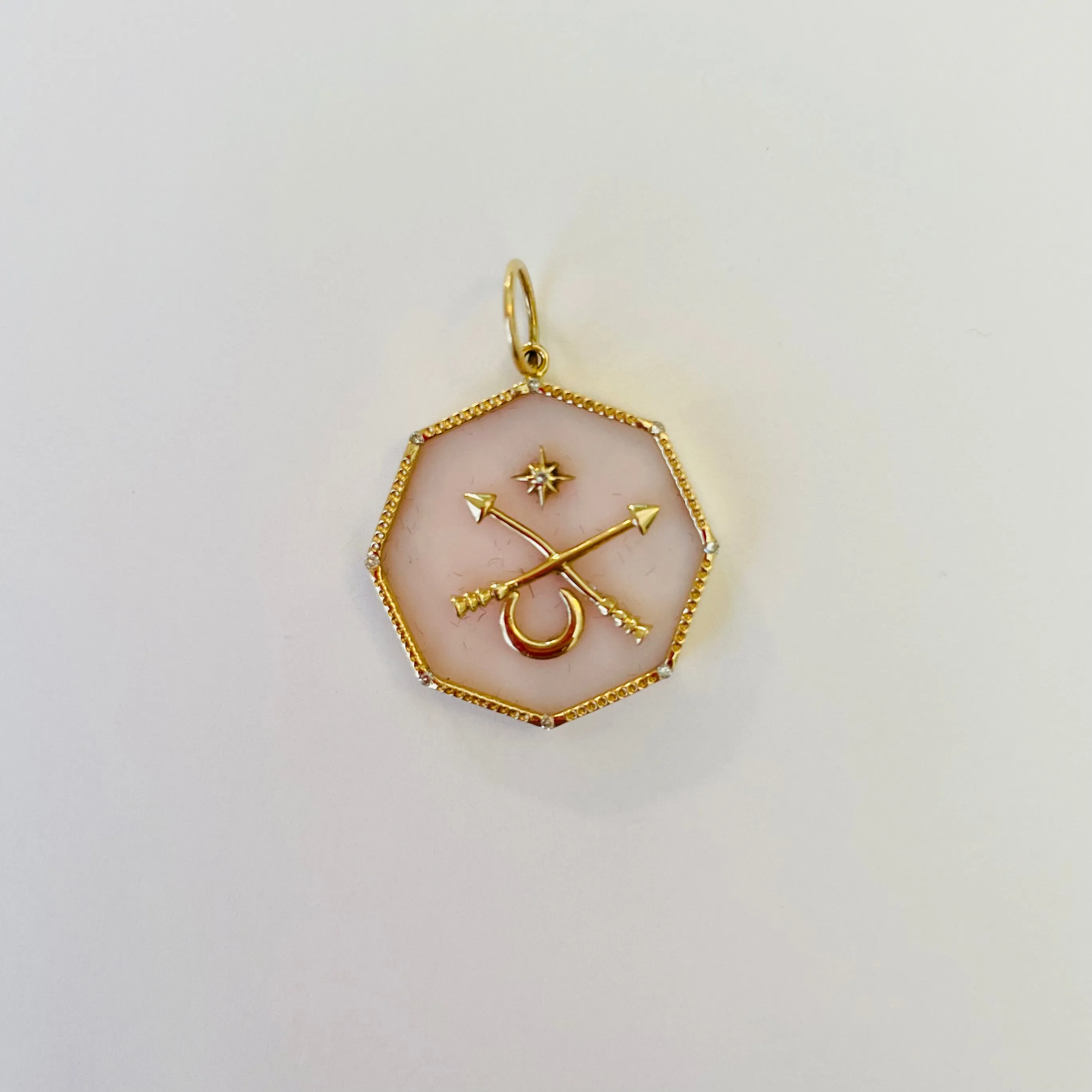 opal arrow hexagon pendant sold by Theodosia