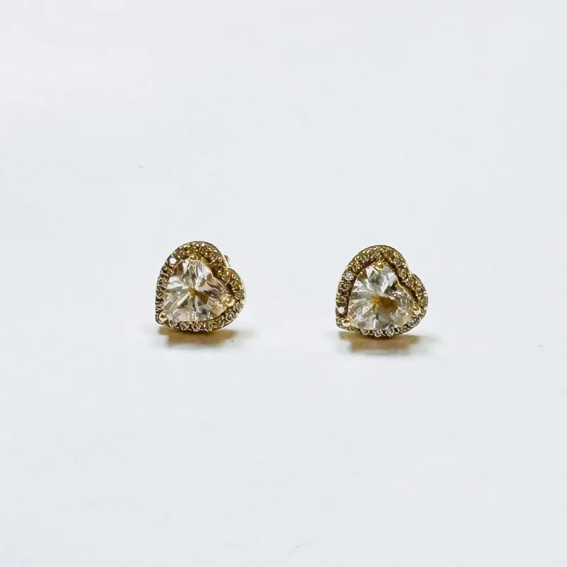 white topaz heart and diamond studs sold by Theodosia