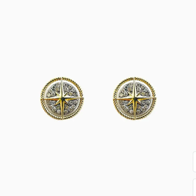 two tone zodiac studs sold by Theodosia