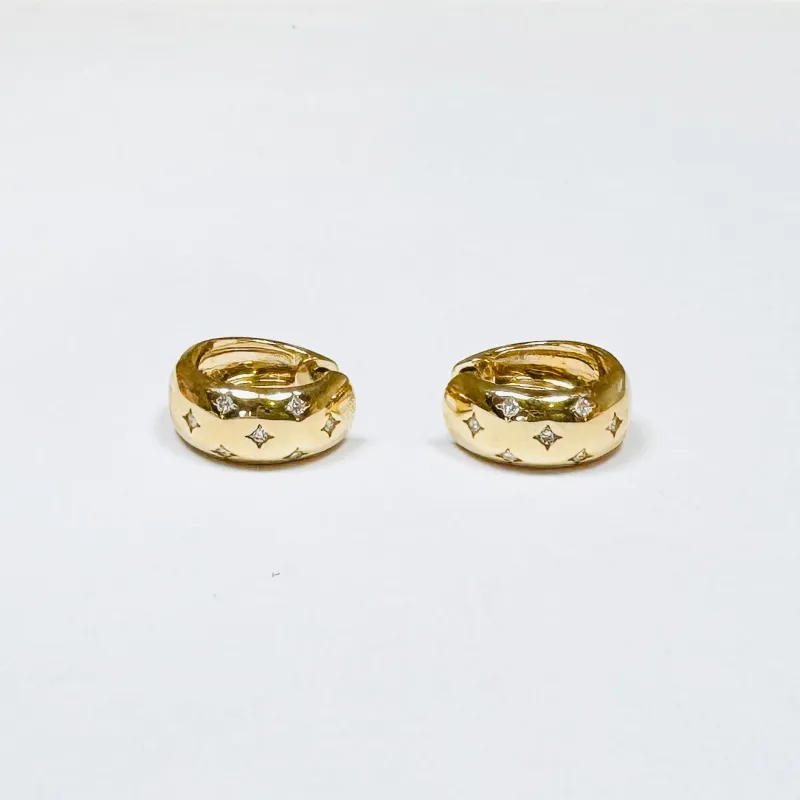 dome diamond gold huggies sold by Theodosia