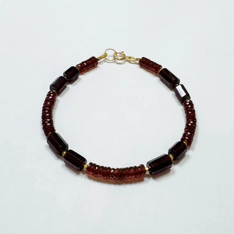 garnet heishi tube bracelet sold by Theodosia