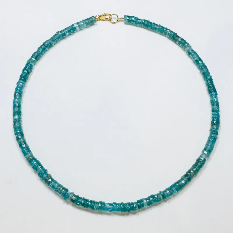 faceted apatite heishi necklace, 6mm sold by Theodosia
