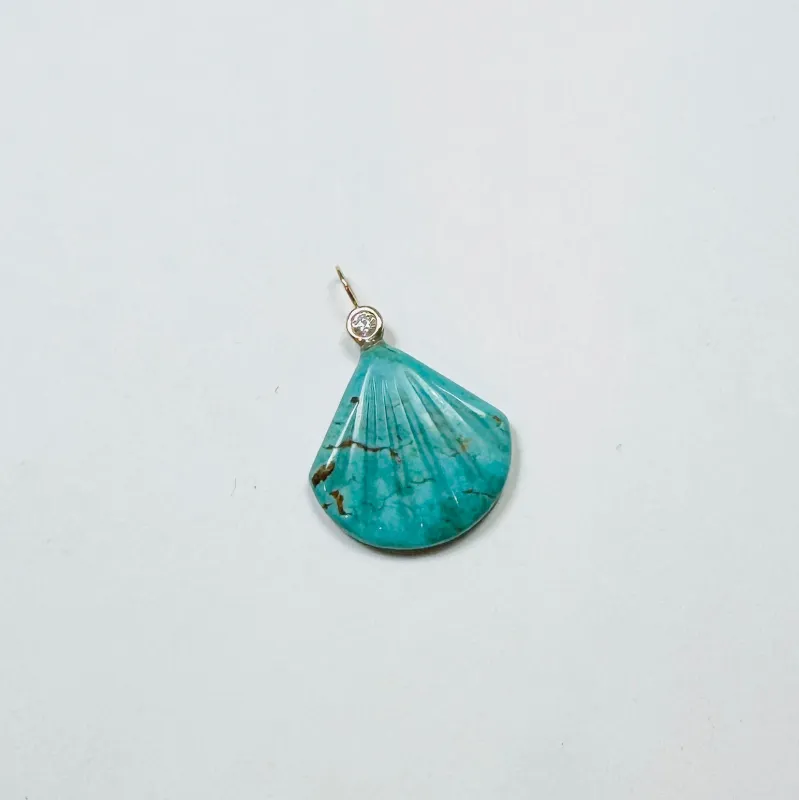 turquoise bezel diamond shell pendant made by Theodosia