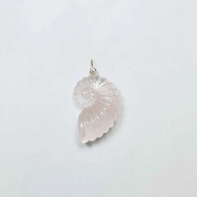 rose quartz bezel diamond nautilus pendant sold by Theodosia