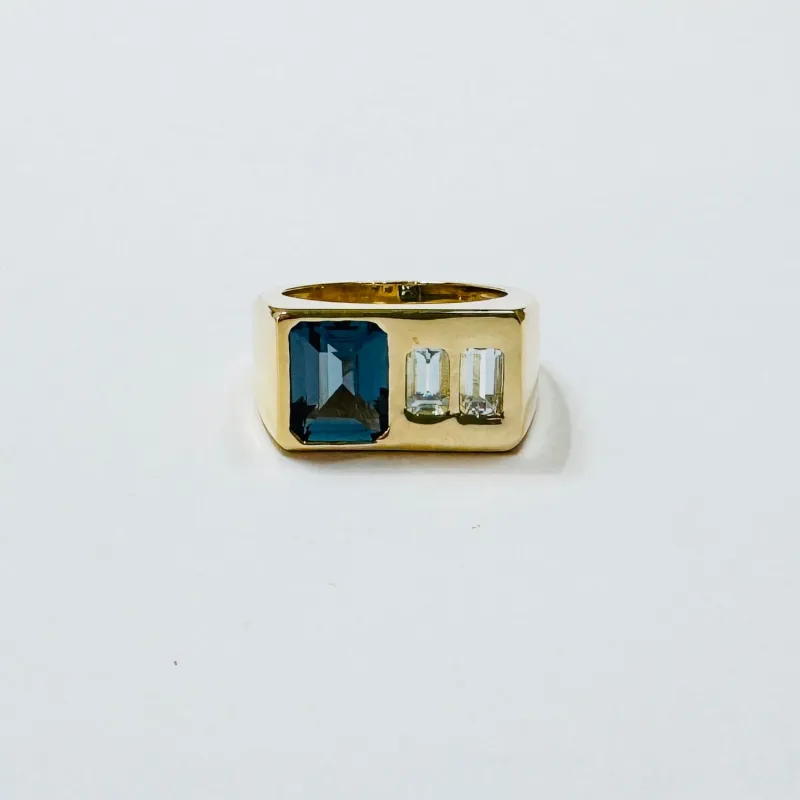 London blue topaz and aquamarine signet ring sold by Theodosia