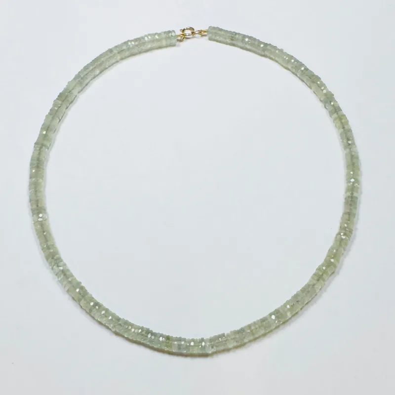 prehnite heishi necklace, 7mm sold by Theodosia