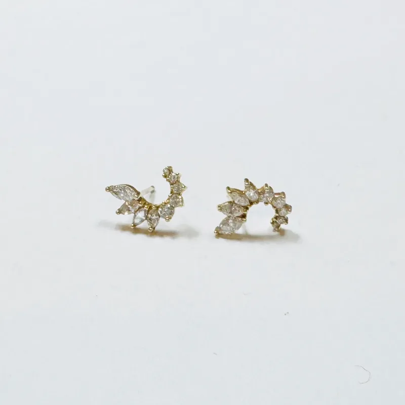 spiral marquis diamond studs sold by Theodosia