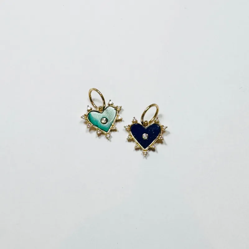 small gemstone spike heart charm sold by Theodosia