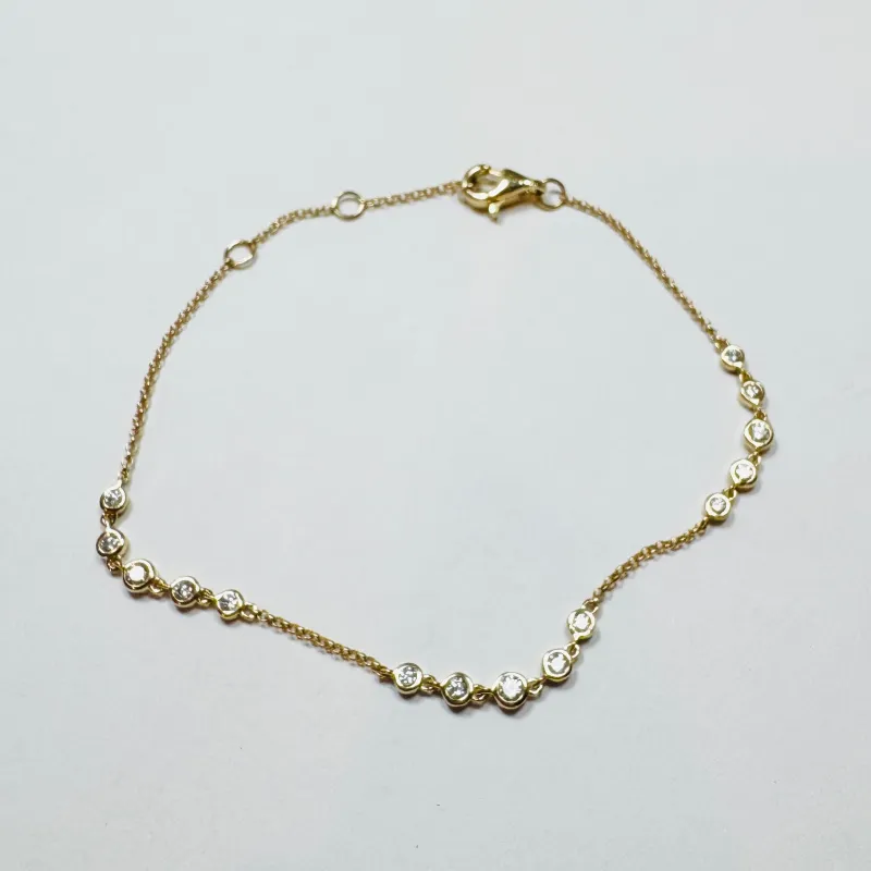 bezel set five diamond station bracelet made by Theodosia